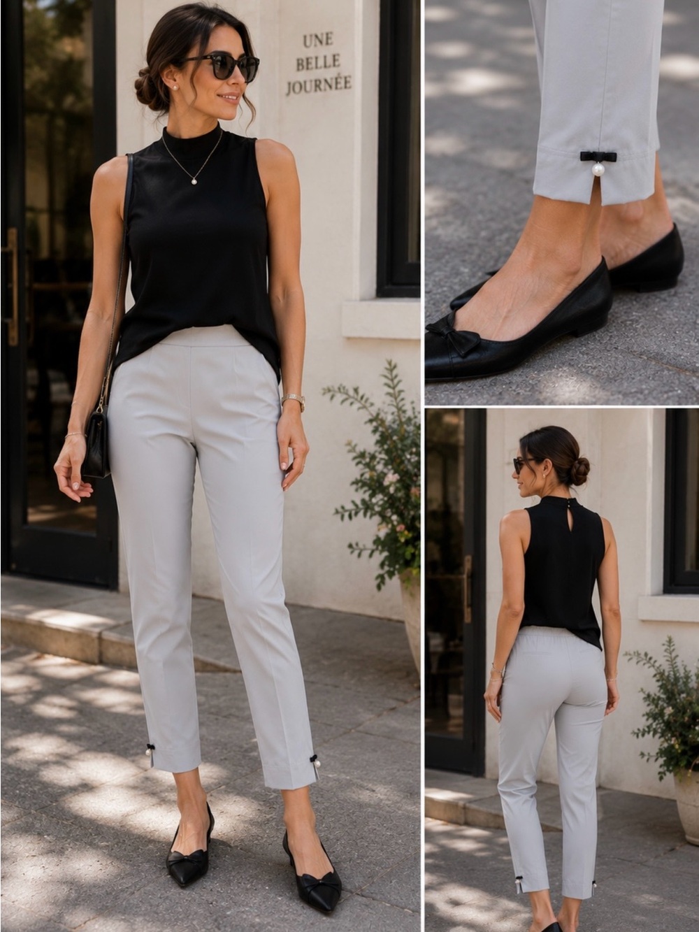 NWT IC by Connie K Pearl & Bow Detail Pull On Ankle Pants Light Gray Sz S
🧡